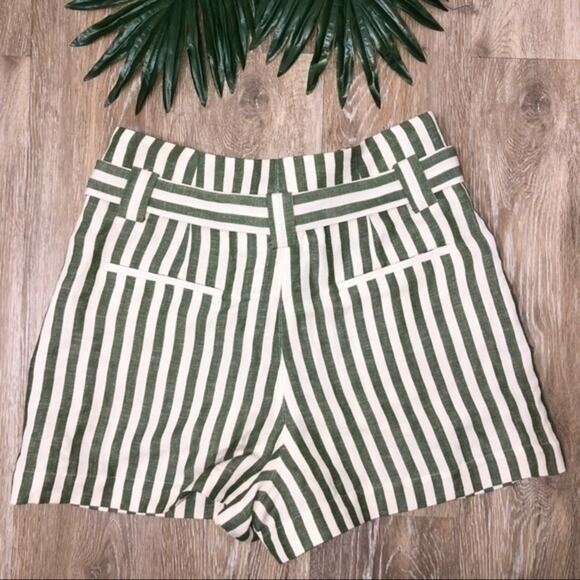 L’Agence Alex Striped High Waisted Linen Blend Paper Bag Shorts Size 4 - Picture 6 of 9